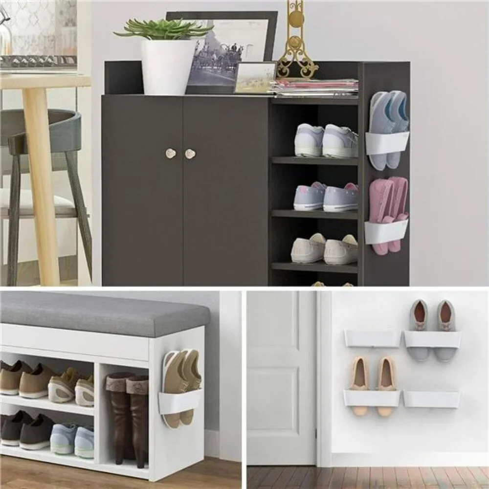 Wall Mounted Shoe Rack Set Door Shoe Organizer Holder for Sneakers Heels Sandals